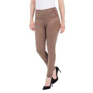 Hillary Radley Women's Pants Faux Suede High Waist Brown Size 12 Stretchy